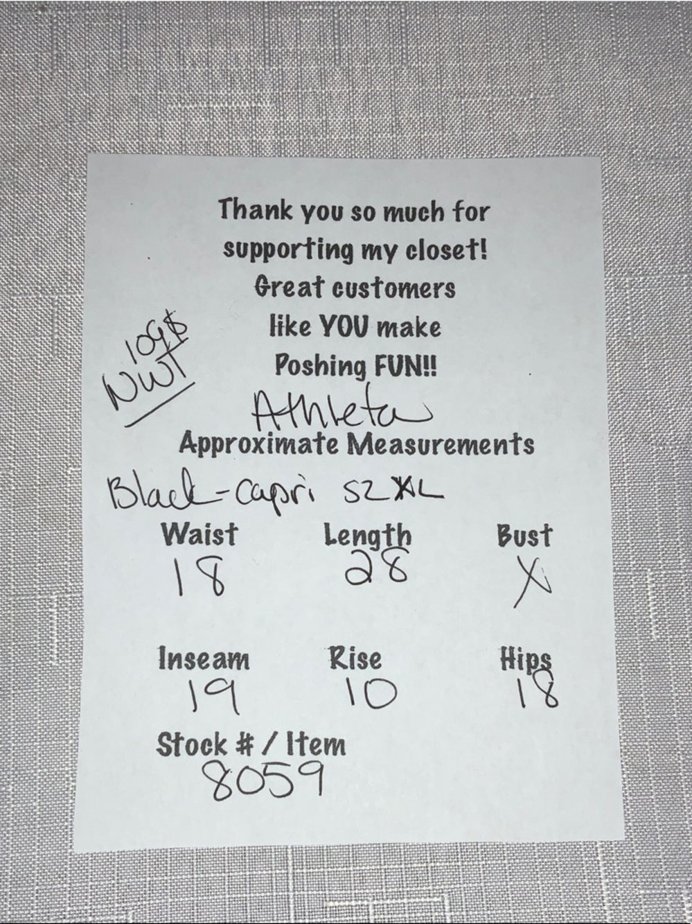422 NEW! Athleta Triumph Hybrid Wide Leg Black Cropped Capri Pants w/ Pockets - Picture 10 of 14